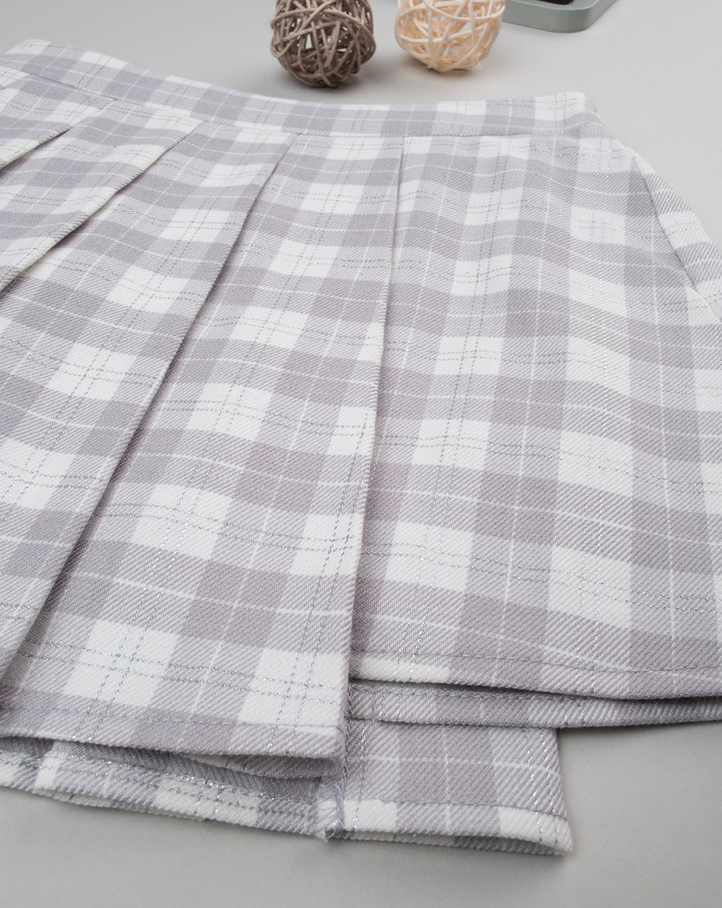 Gonna tartan bimba grigio