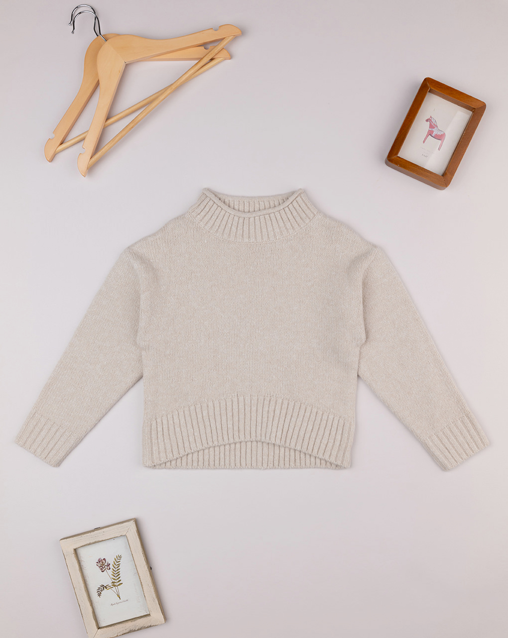 Maglia tricot  beige bambina