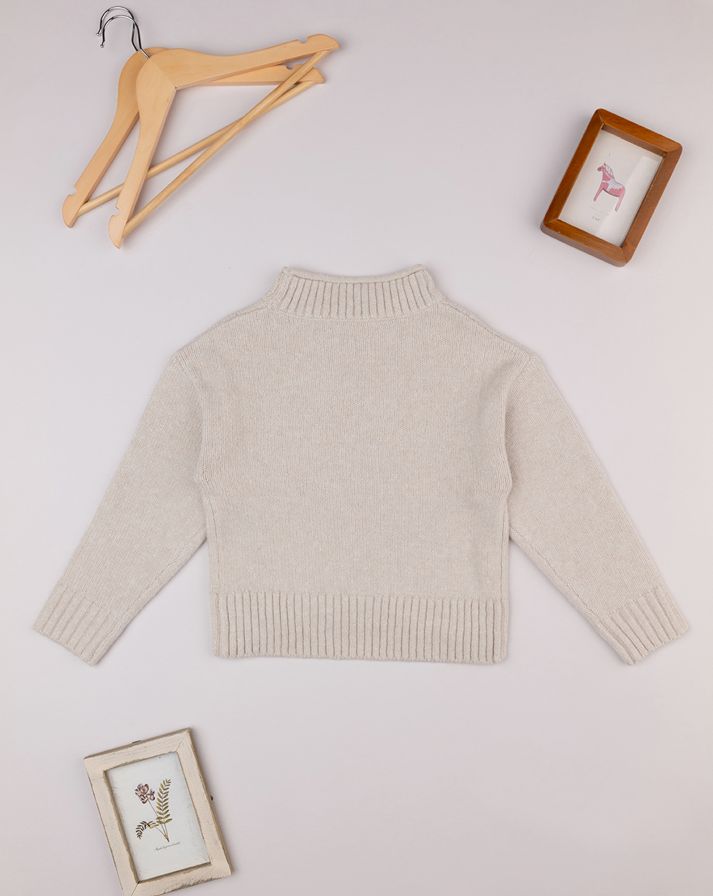 Maglia tricot  beige bambina