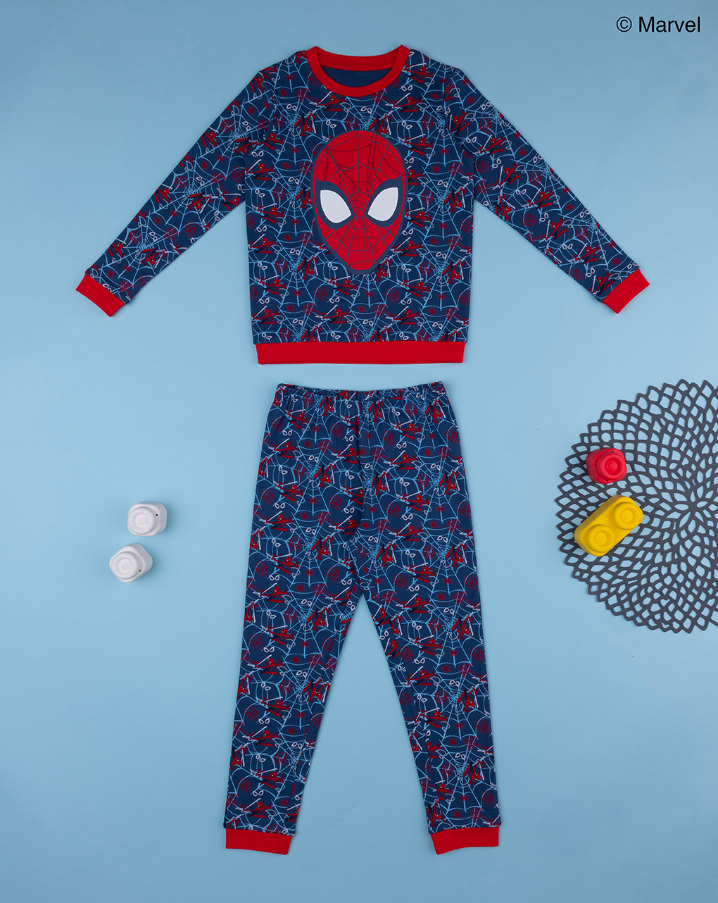 Pigiama lungo due pezzi "spiderman"