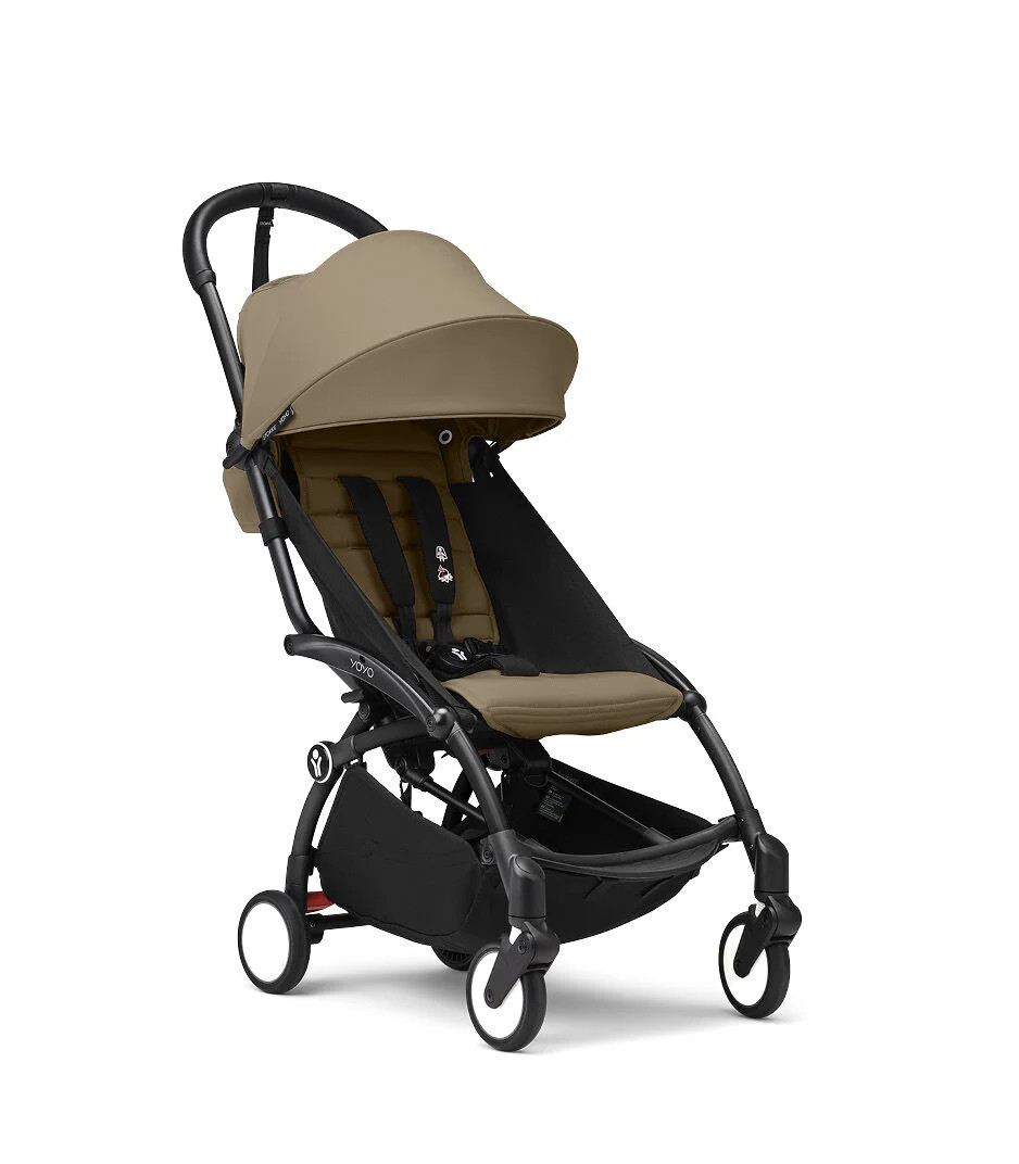 Passeggino con telaio yoyo³ black e rivestimento toffee 6+ - stokke® yoyo®