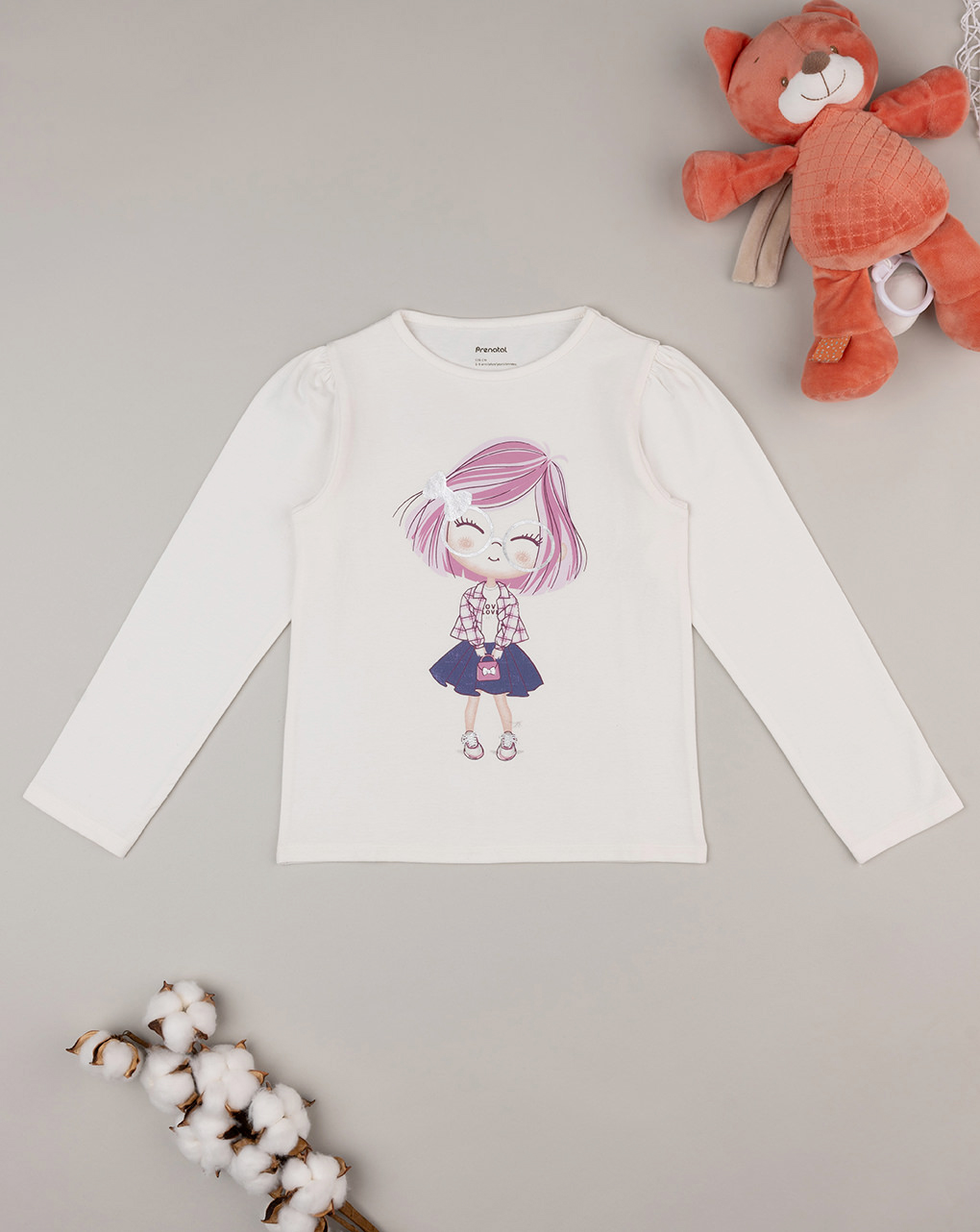 T-shirt bimba bianca stampata