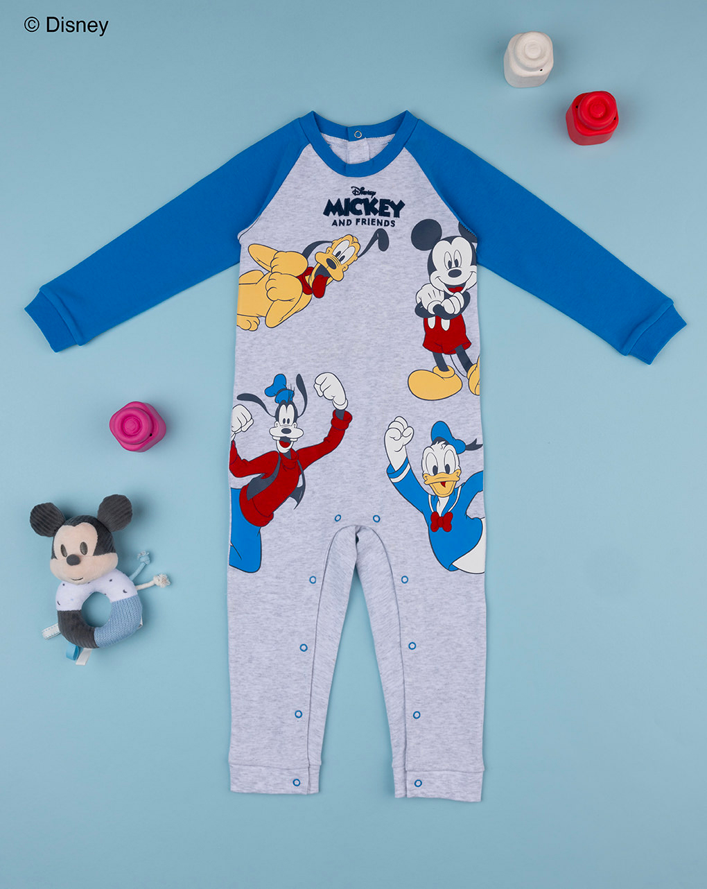 Pigiamone bimbo grigio/azzurro mickey mouse