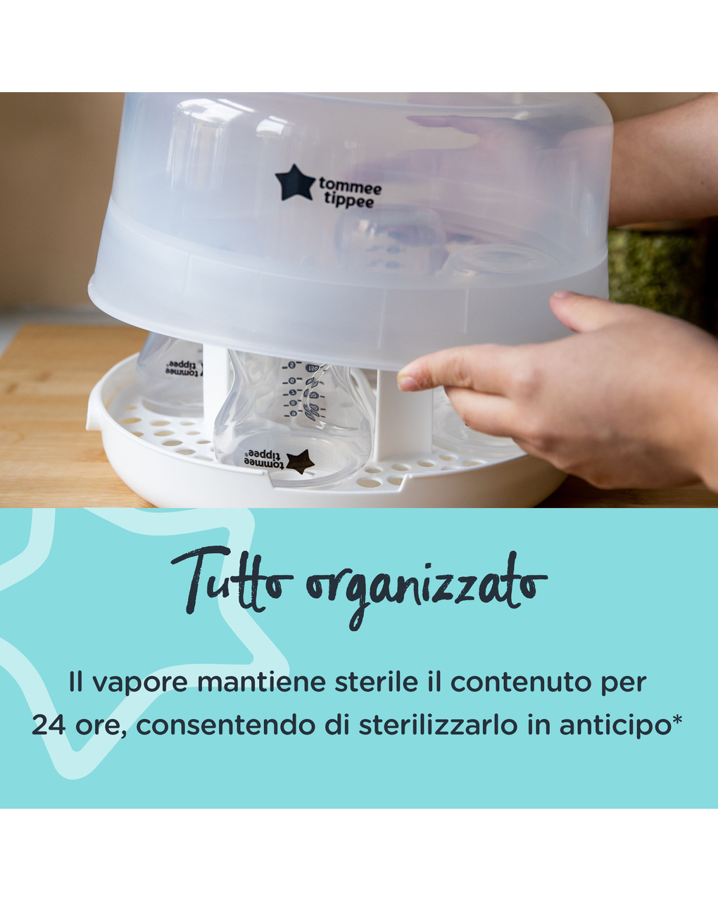 Sterilizzatore a vapore per microonde per biberon e accessori - tommee tippee