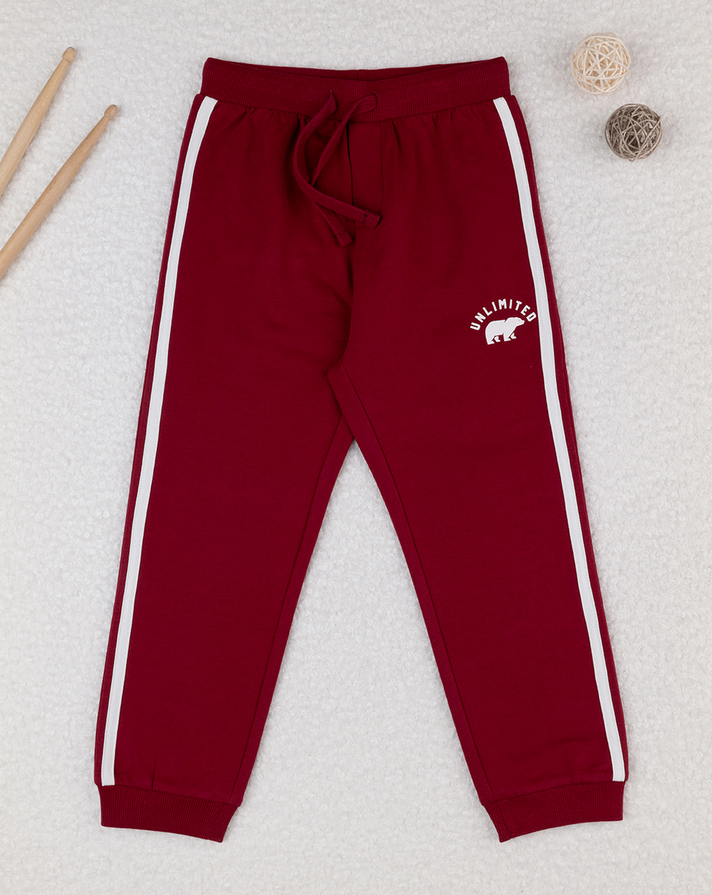 Pantalone felpato bimbo bordeaux