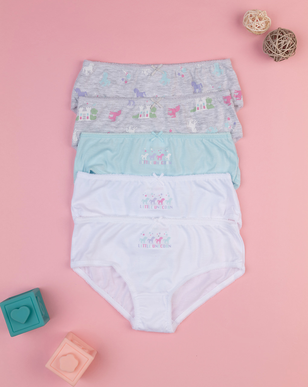 Pack 5 slip bimba "unicorni"