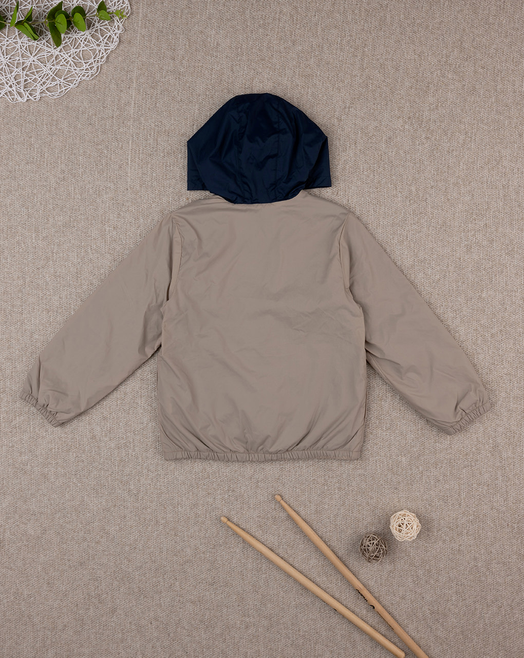 Kway beige bambino con fodera in pile