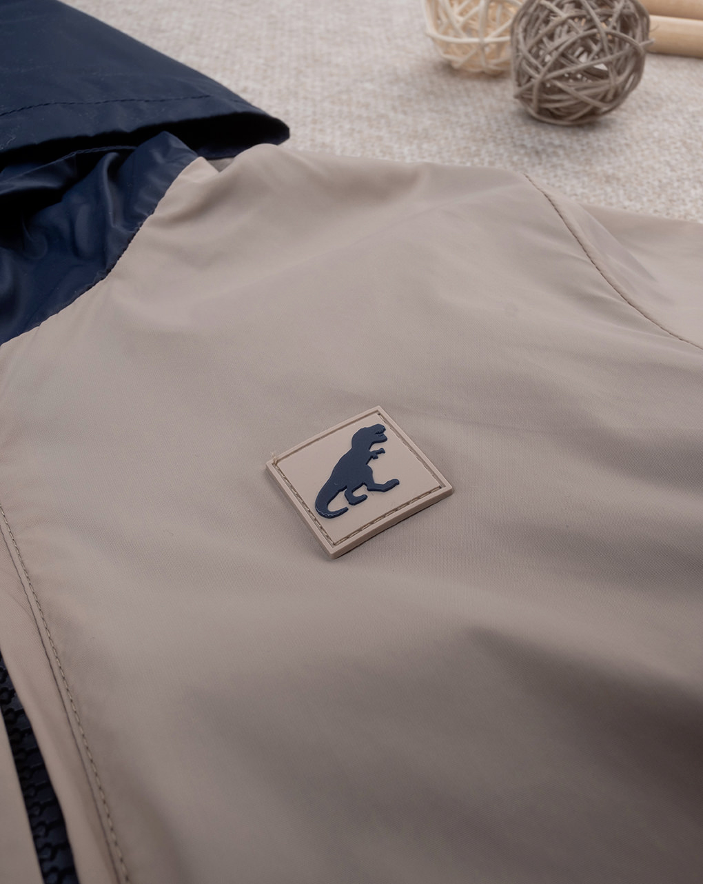 Kway beige bambino con fodera in pile