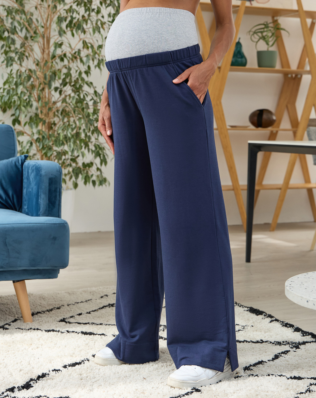 Pantalone premaman loungewear blu