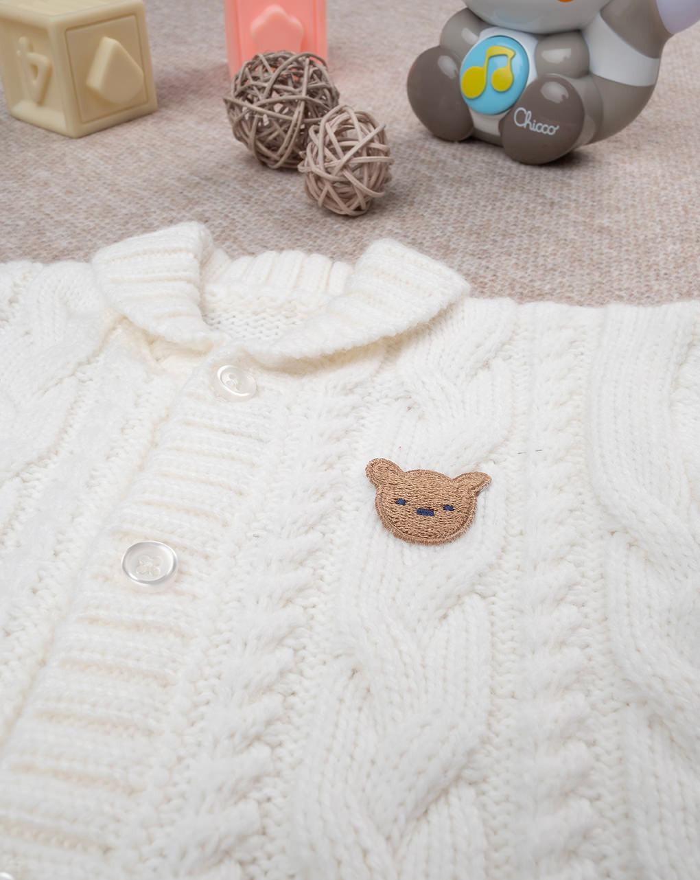 Cardigan tricot bimbo bianco