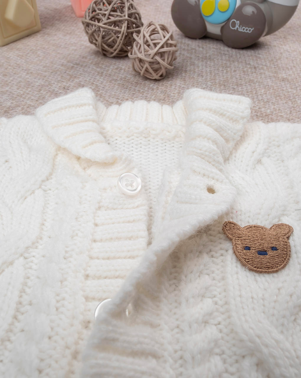 Cardigan tricot bimbo bianco