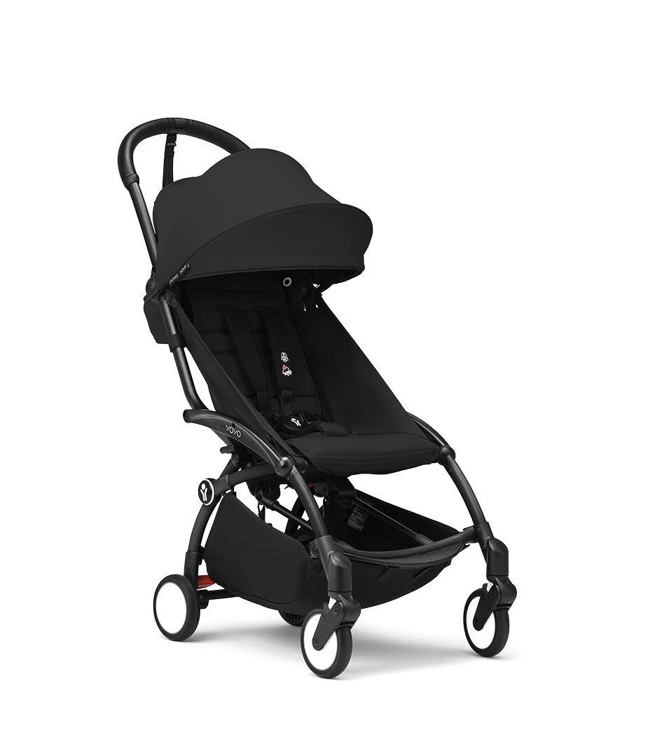 Passeggino con telaio yoyo³ black e rivestimento black 6+ - stokke® yoyo®