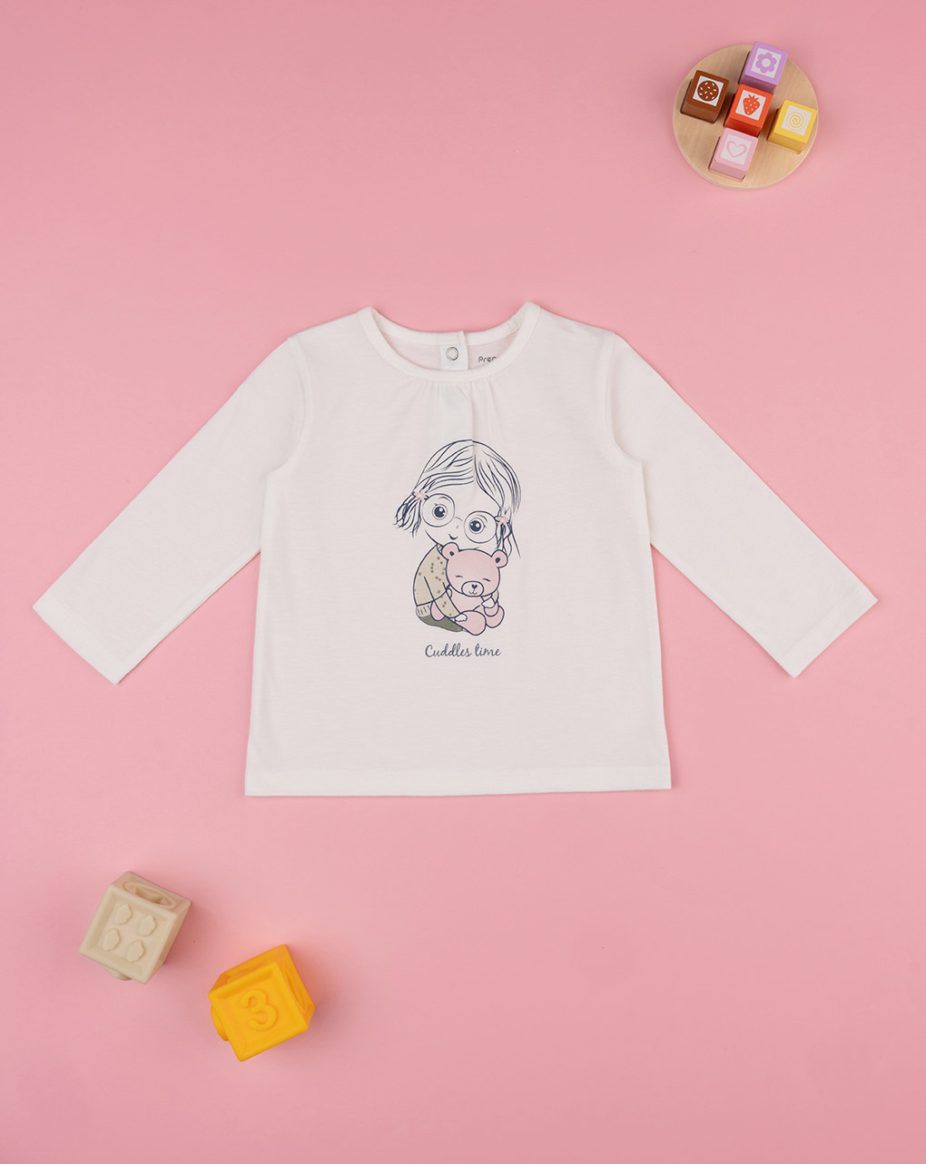 T-shirt bimba bianco stampata