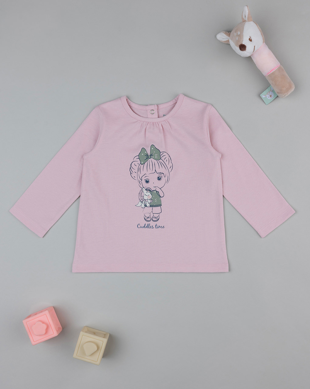 T-shirt bimba rosa con stampa