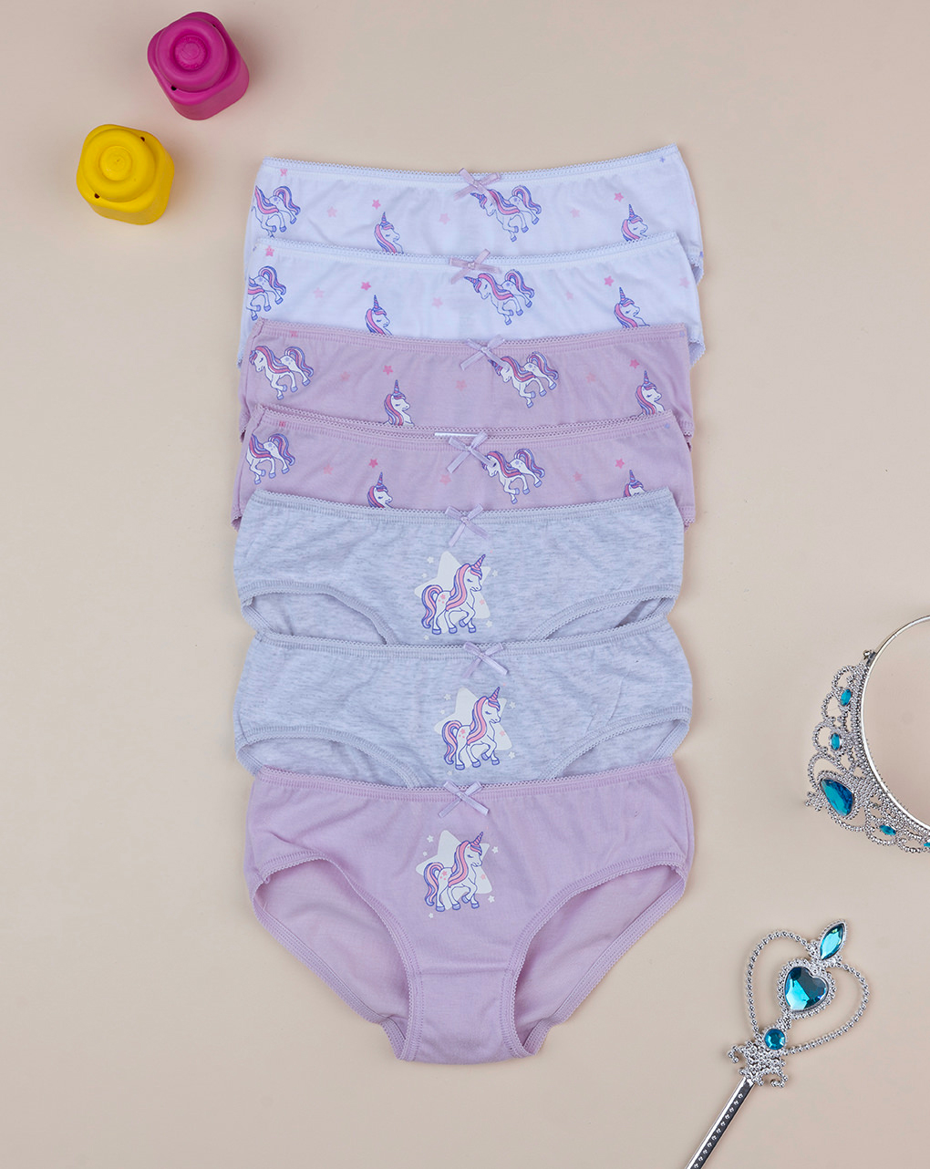 Pack 7 slip bambina unicorni