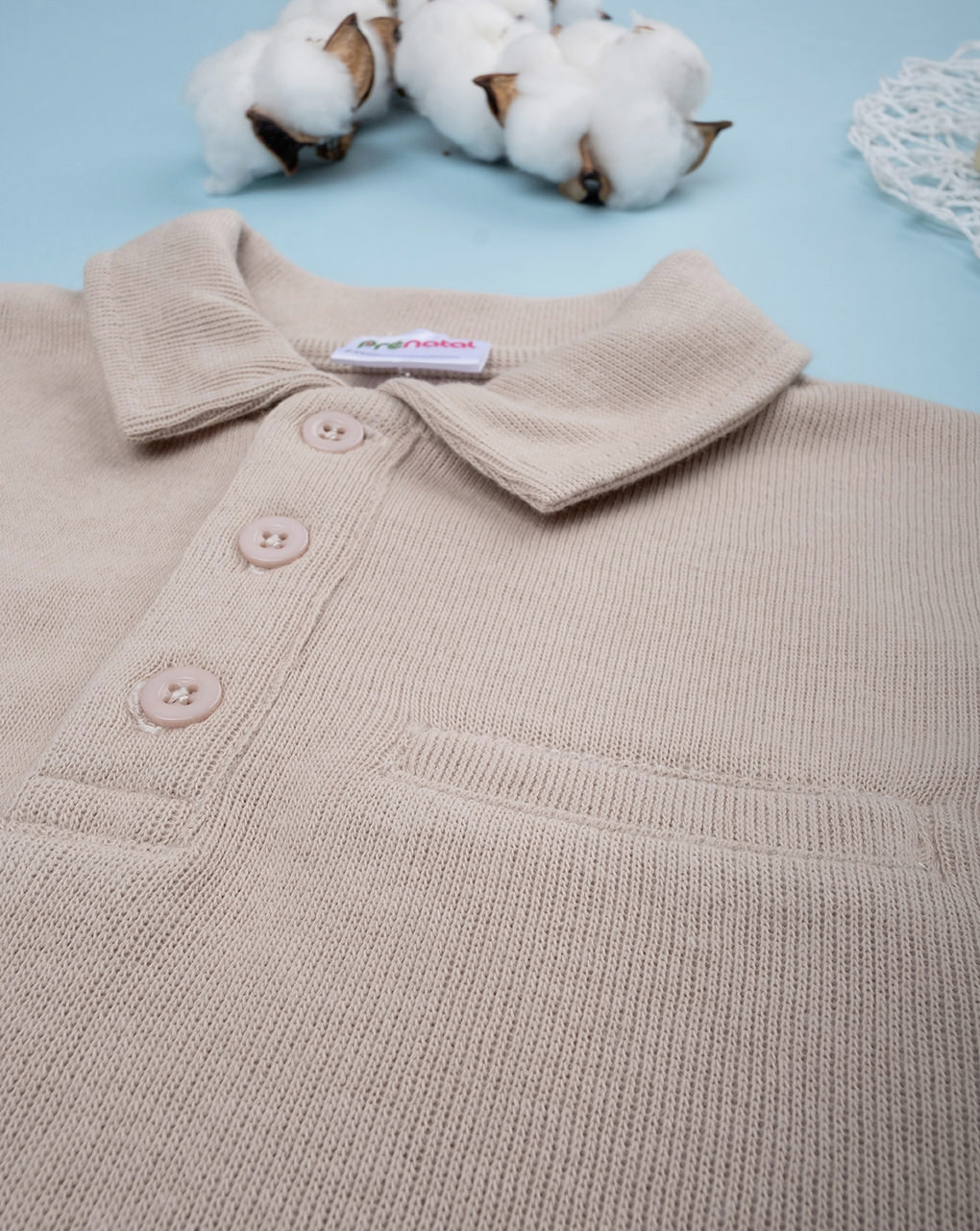 Polo maniche lunghe beige