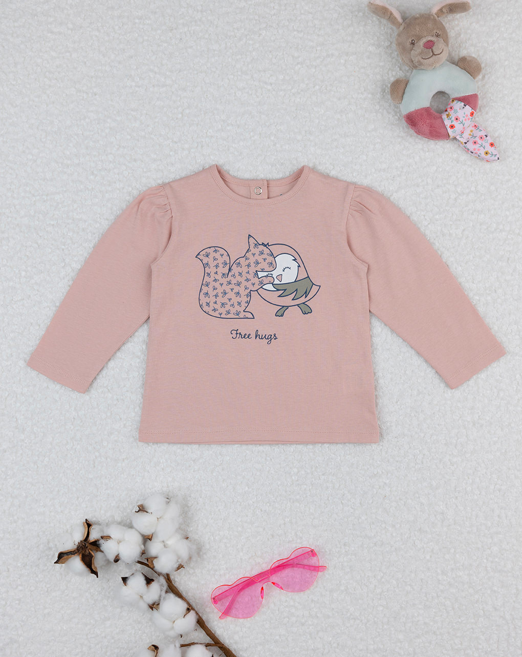 T-shirt bimba rosa stampata