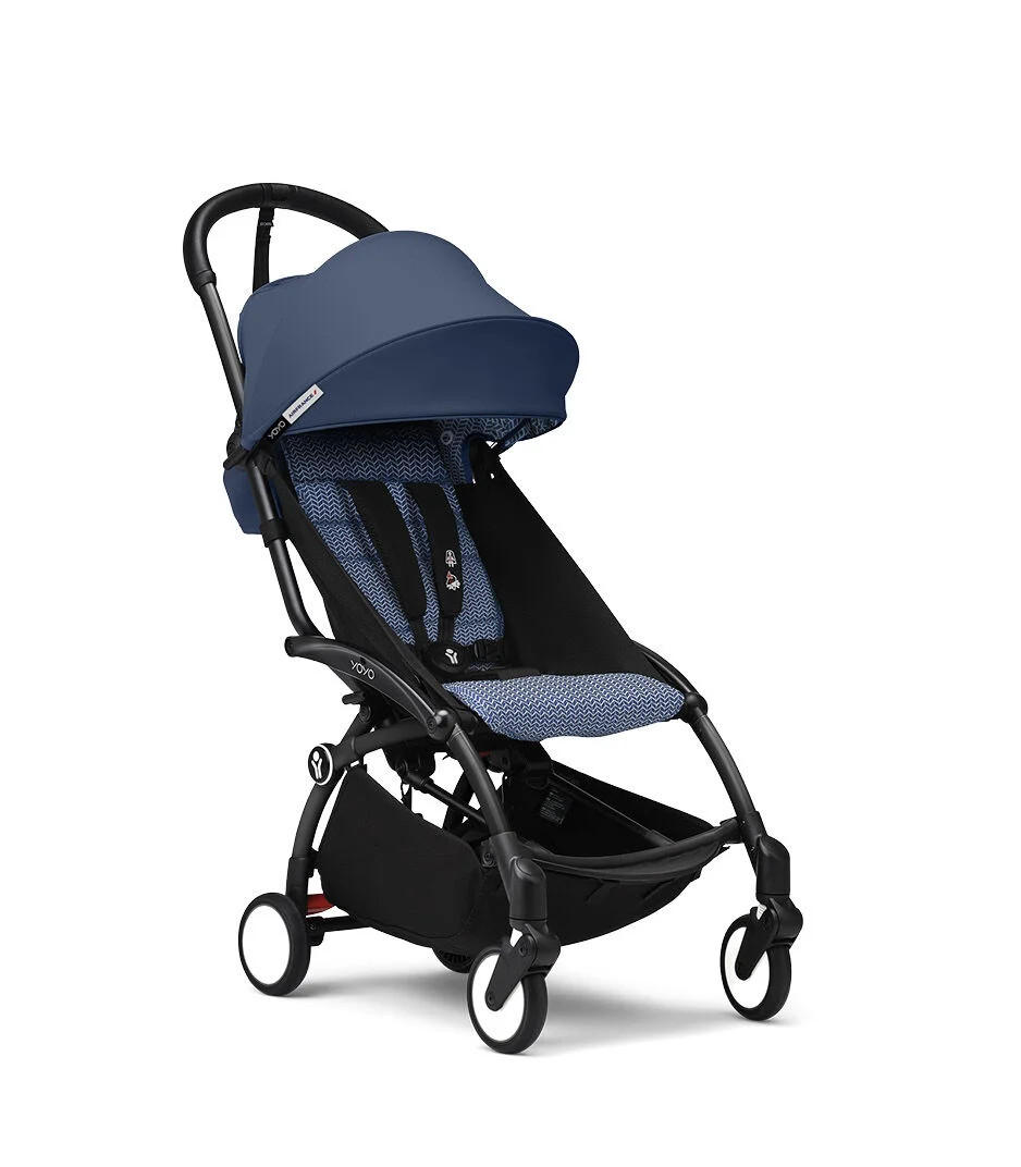 Passeggino con telaio yoyo³ black e rivestimento air france blue 6+ - stokke® yoyo®