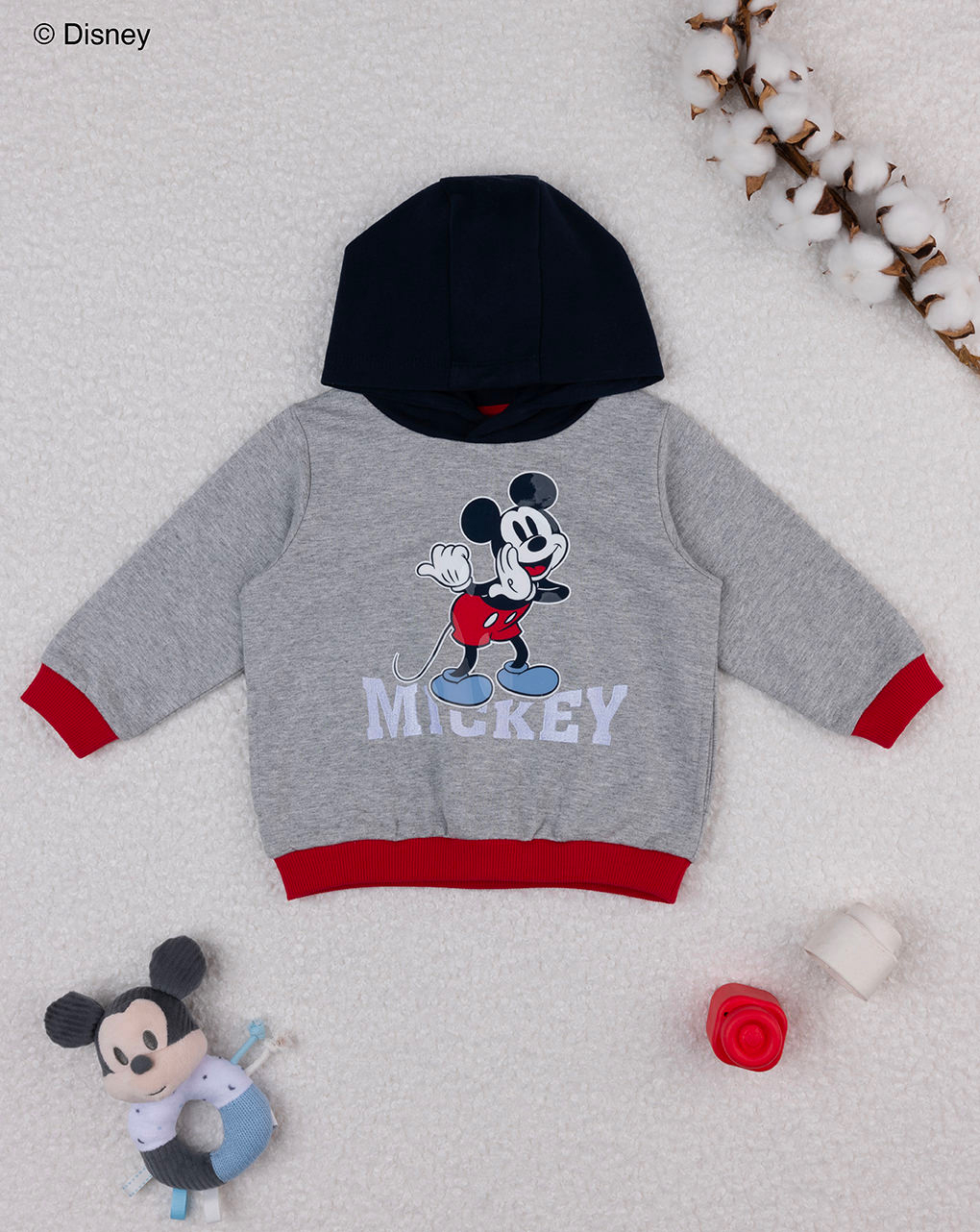 Felpa bimbo mickey mouse grigio/rosso