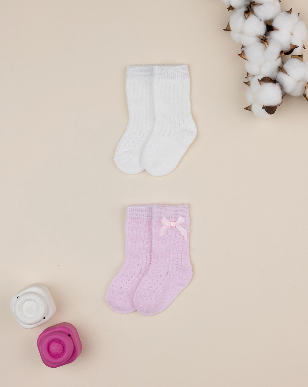 Pack 2 calze bimba bianco/rosa