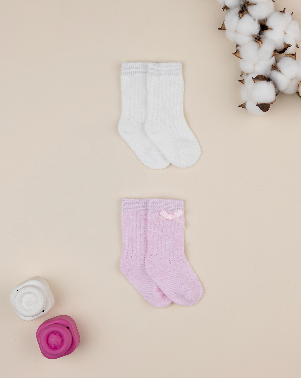 Pack 2 calze bimba bianco/rosa