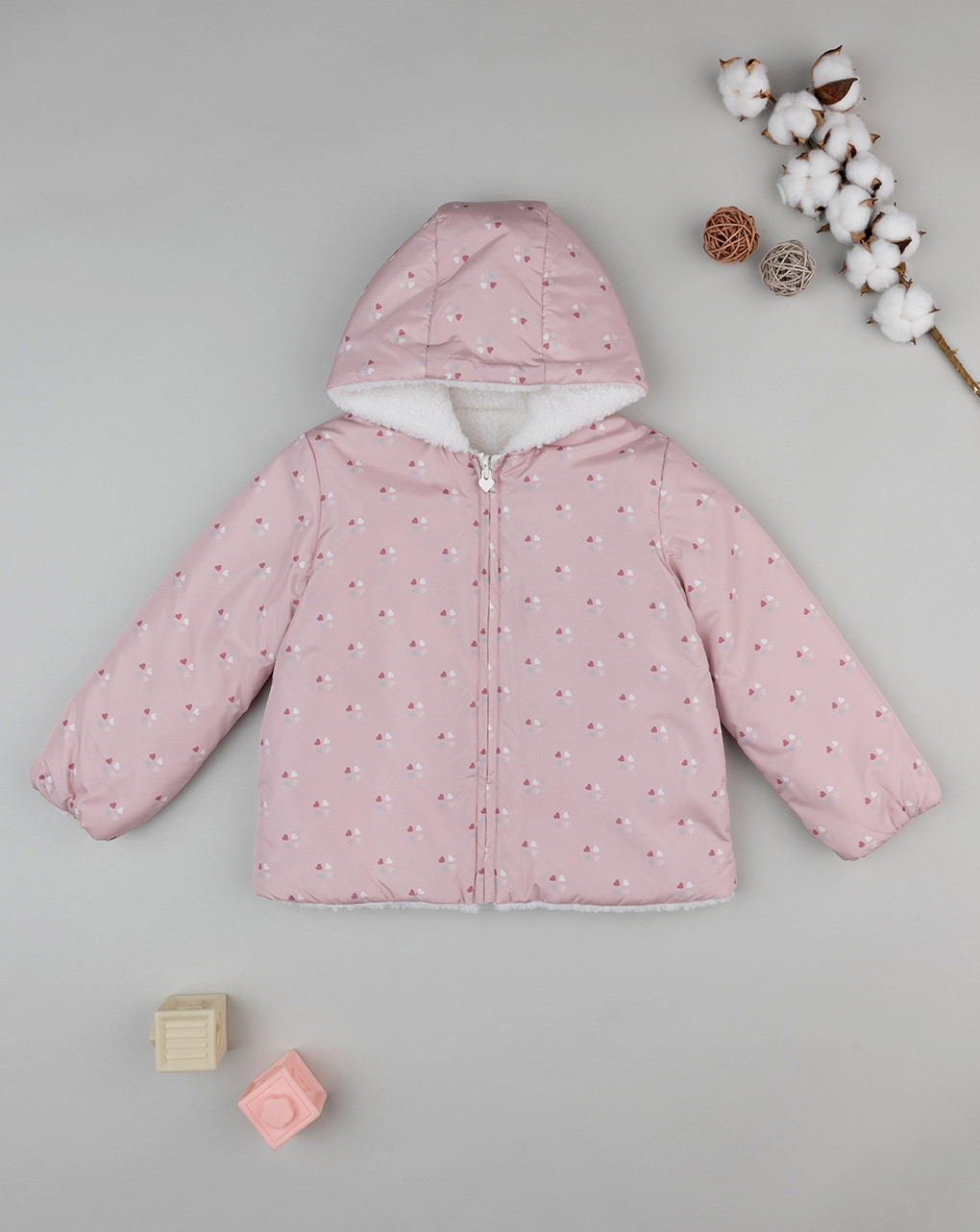 Giacca reversibile bimba rosa