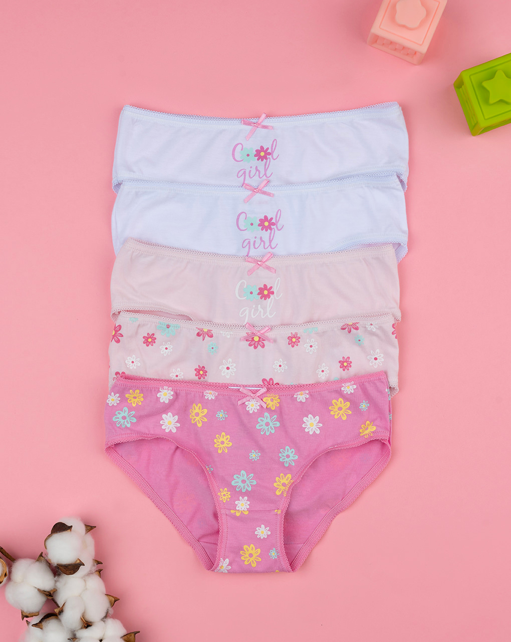 Pack 5 slip bimba "fiori"