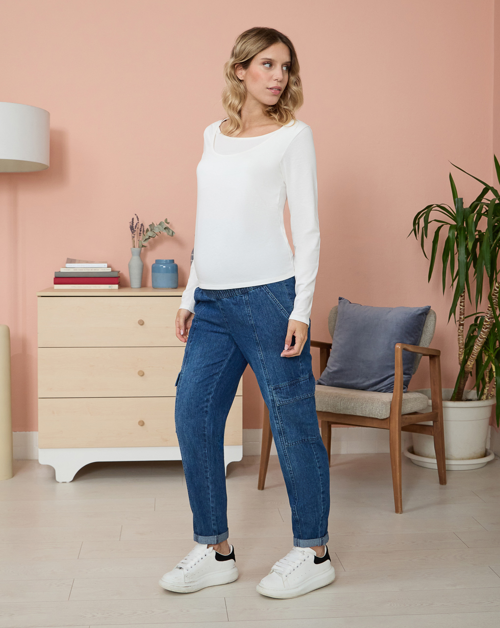 Pantalone premaman in blu denim