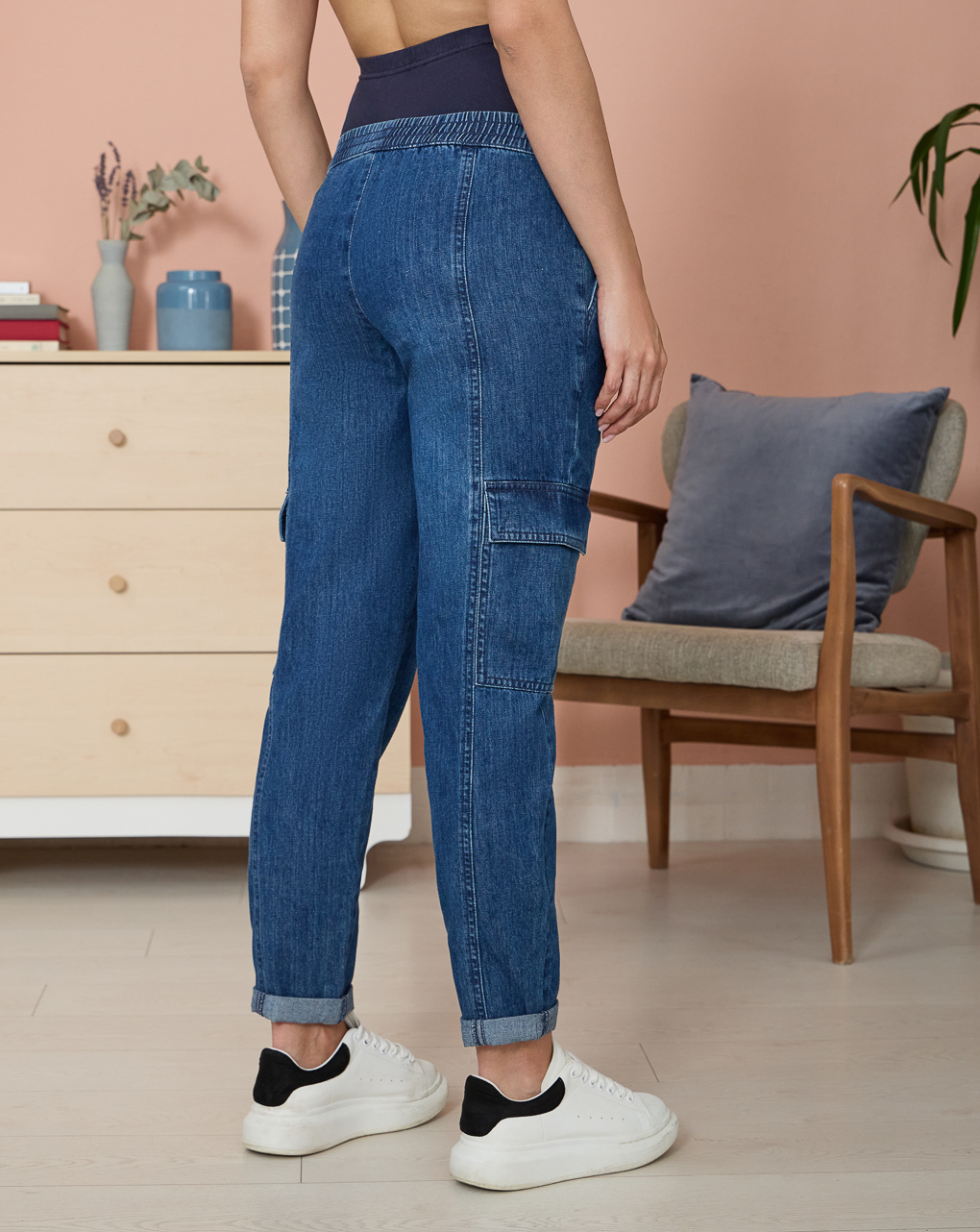 Pantalone premaman in blu denim