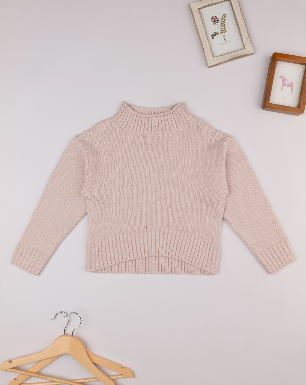 Maglia tricot rosa bambina