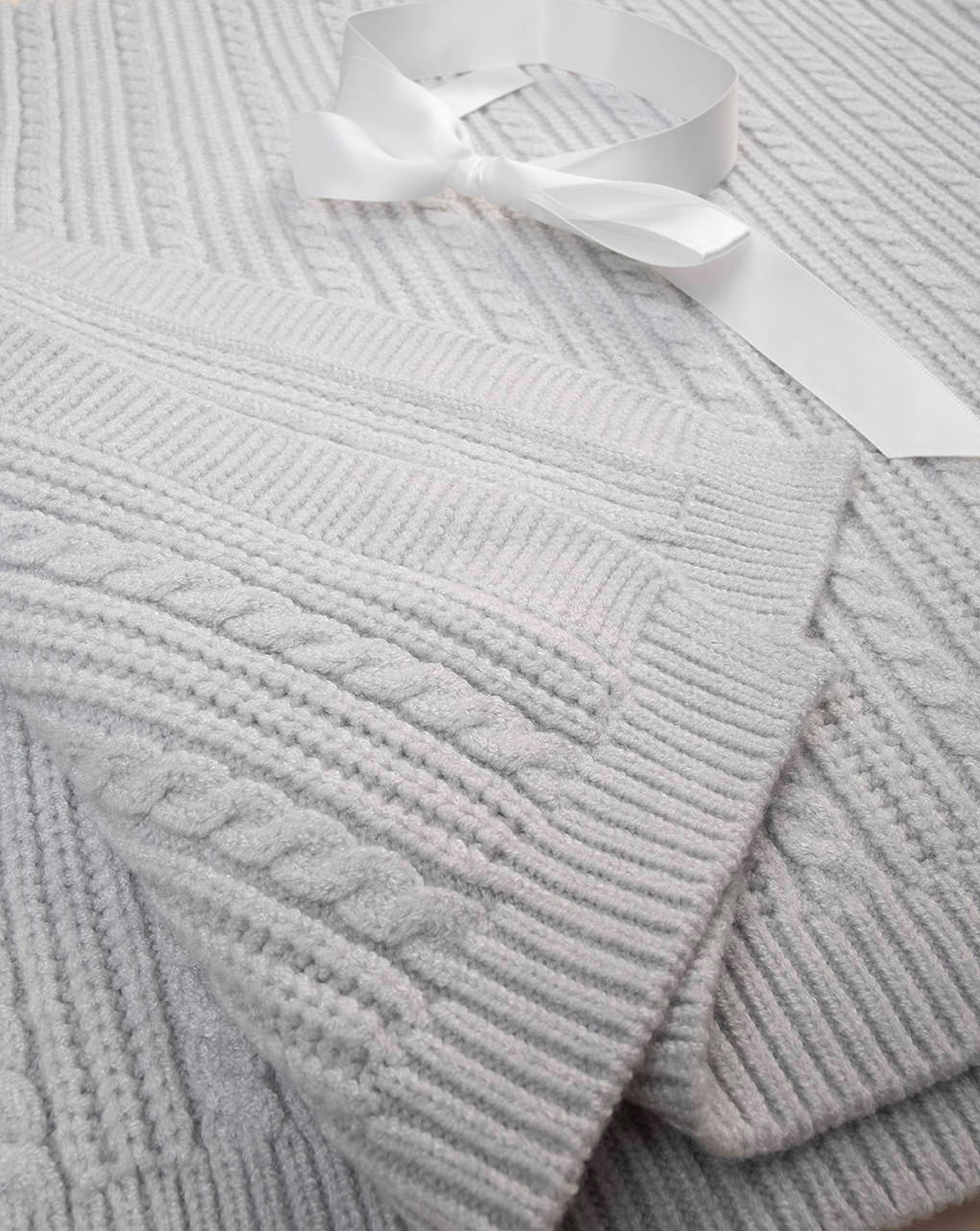 Coperta neonato in tricot grigio melange