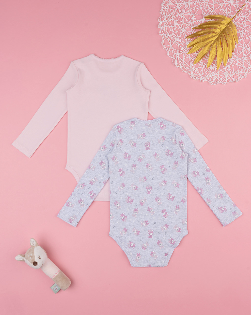 Body bimba grigio/rosa