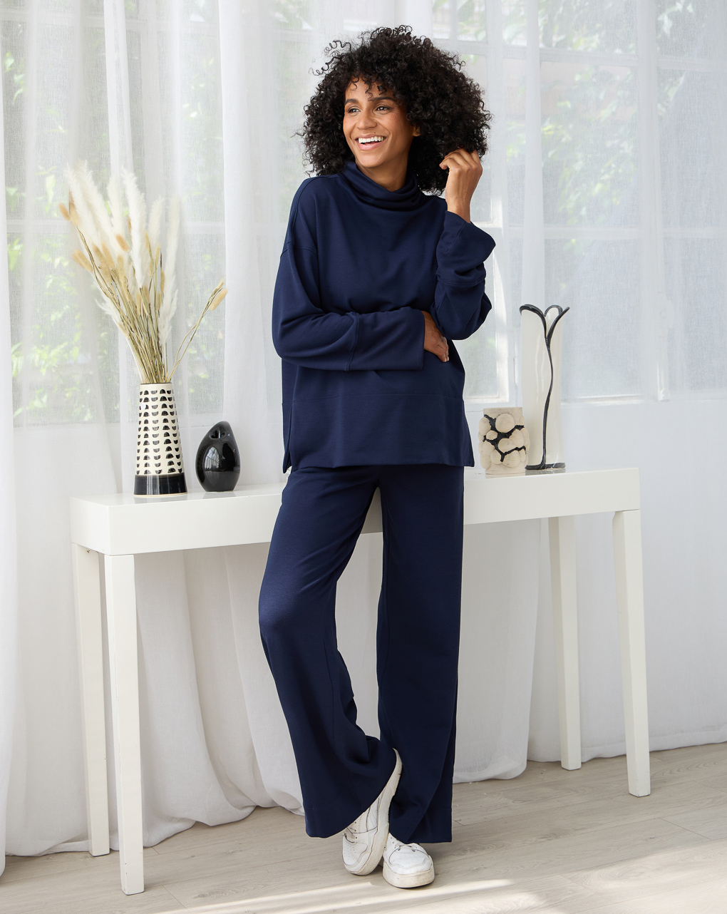 Pantalone premaman loungewear blu