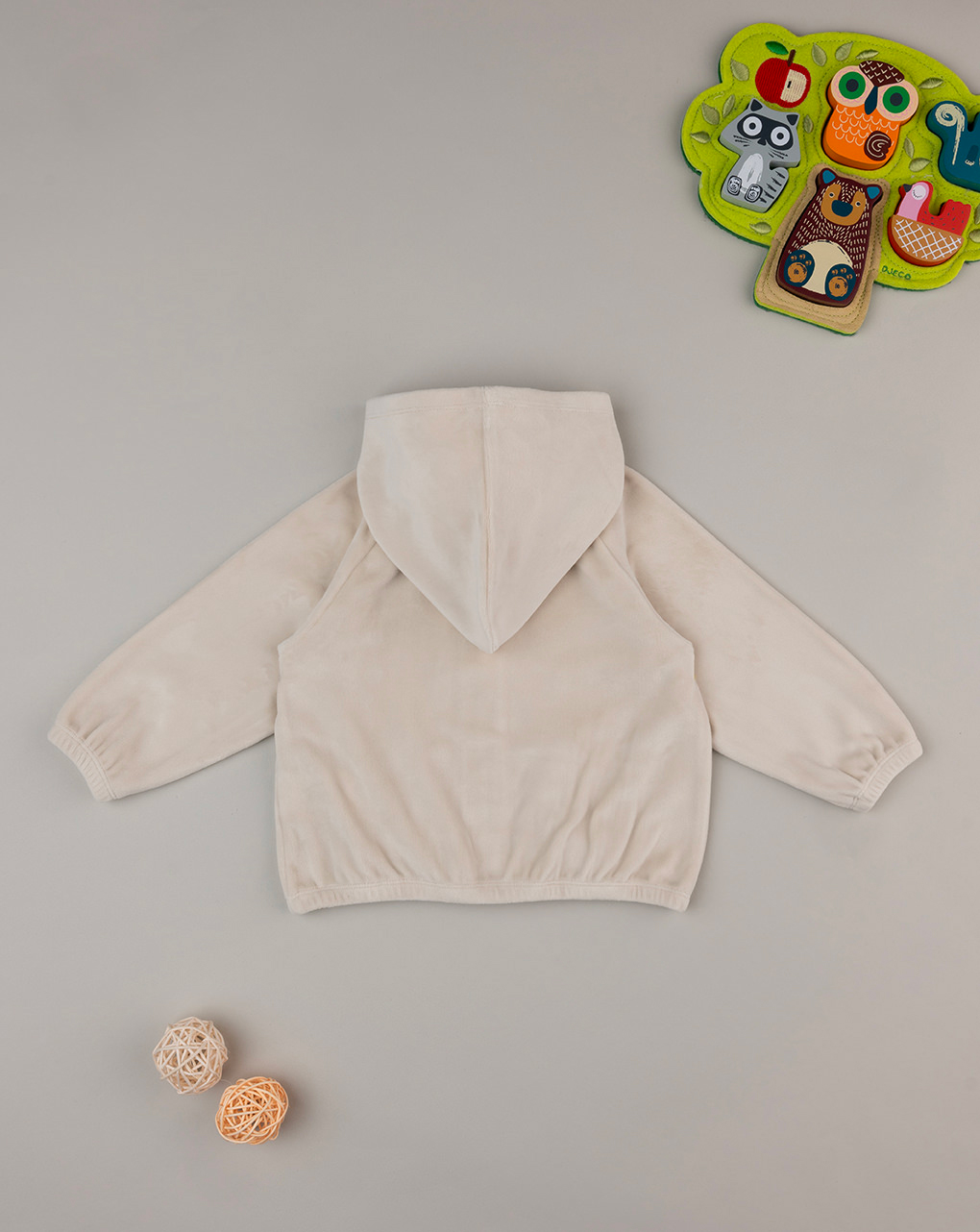 Cardigan con cappuccio beige bimba