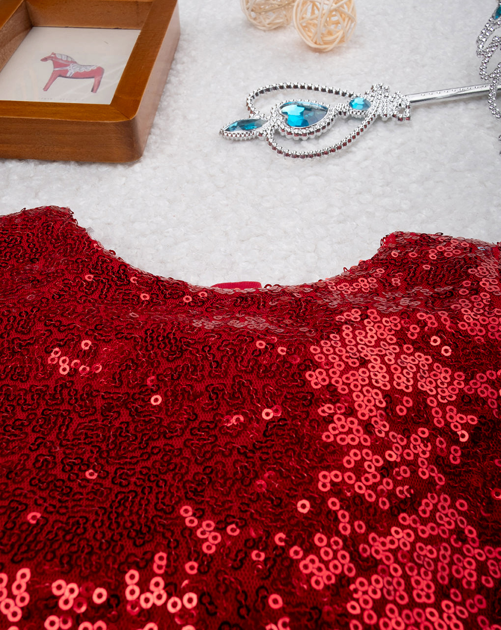 Abito paillettes rosso bimba