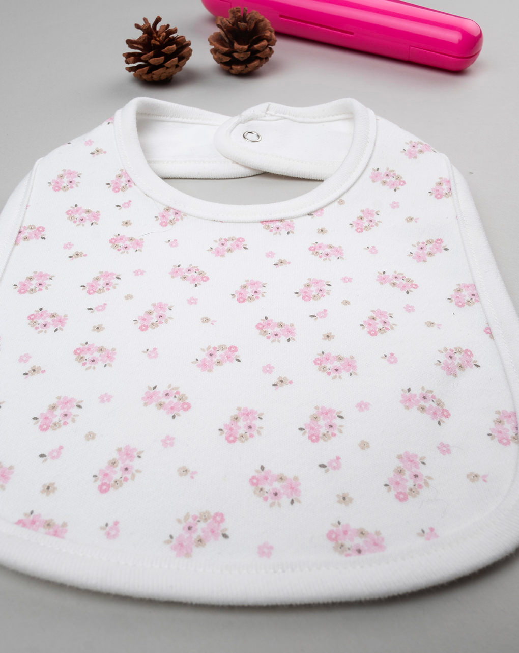 Bavaglino bimba bianco/rosa organic cotton