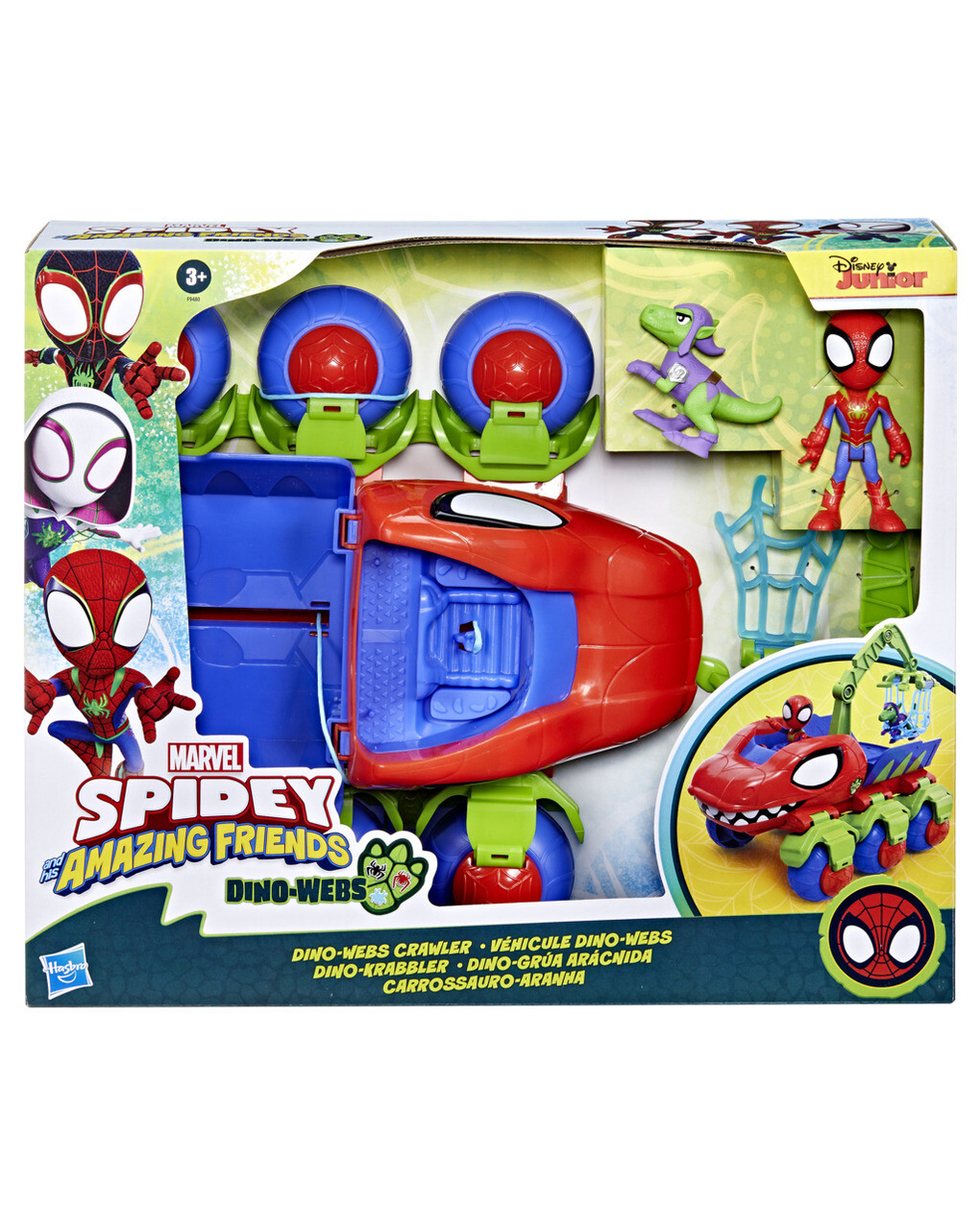 Spidey veicolo dino webs - playset con veicolo dino webs - 3+ - hasbro marvel spidey