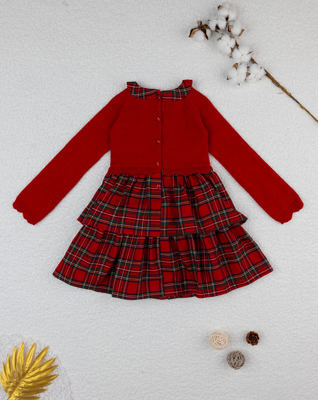 Abito bimba tartan rosso