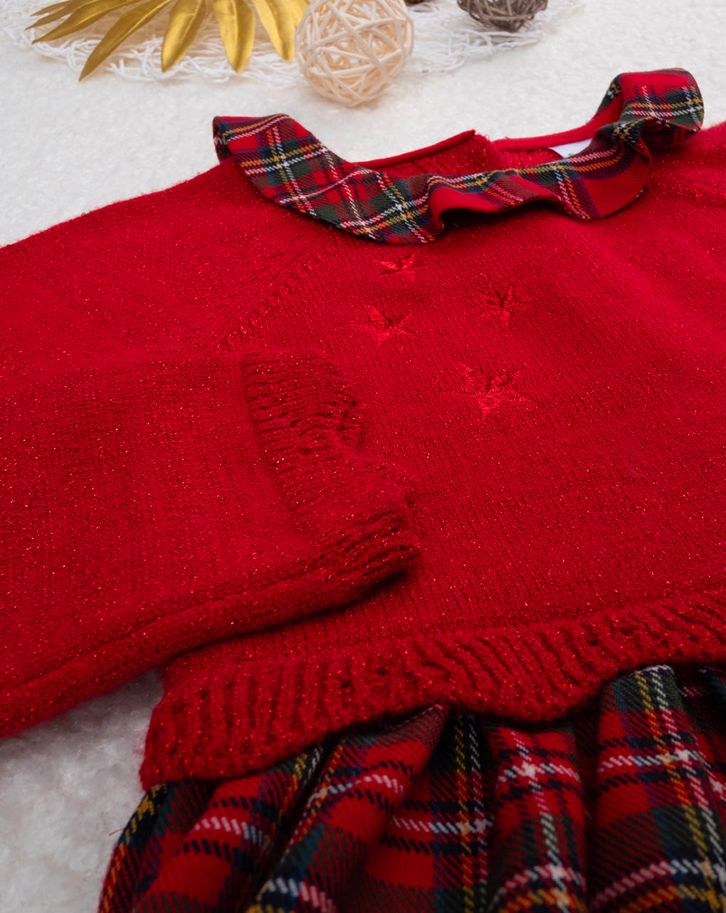 Abito bimba tartan rosso