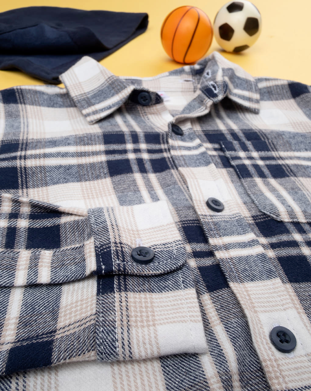 Camicia maniche lunghe scozzese con cappuccio