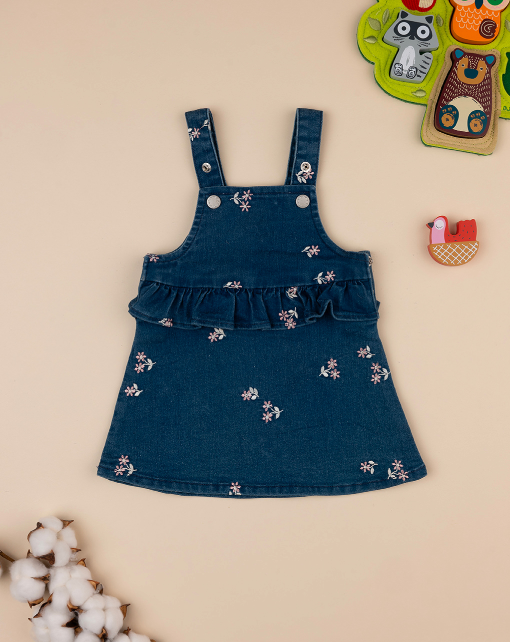 Pinafore bimba denim con ricami