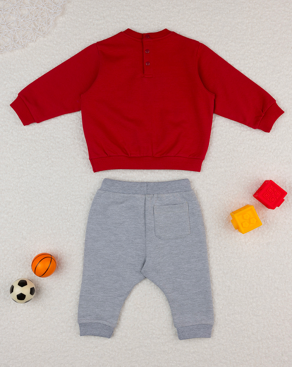 Completo jogging bimbo rosso/grigio