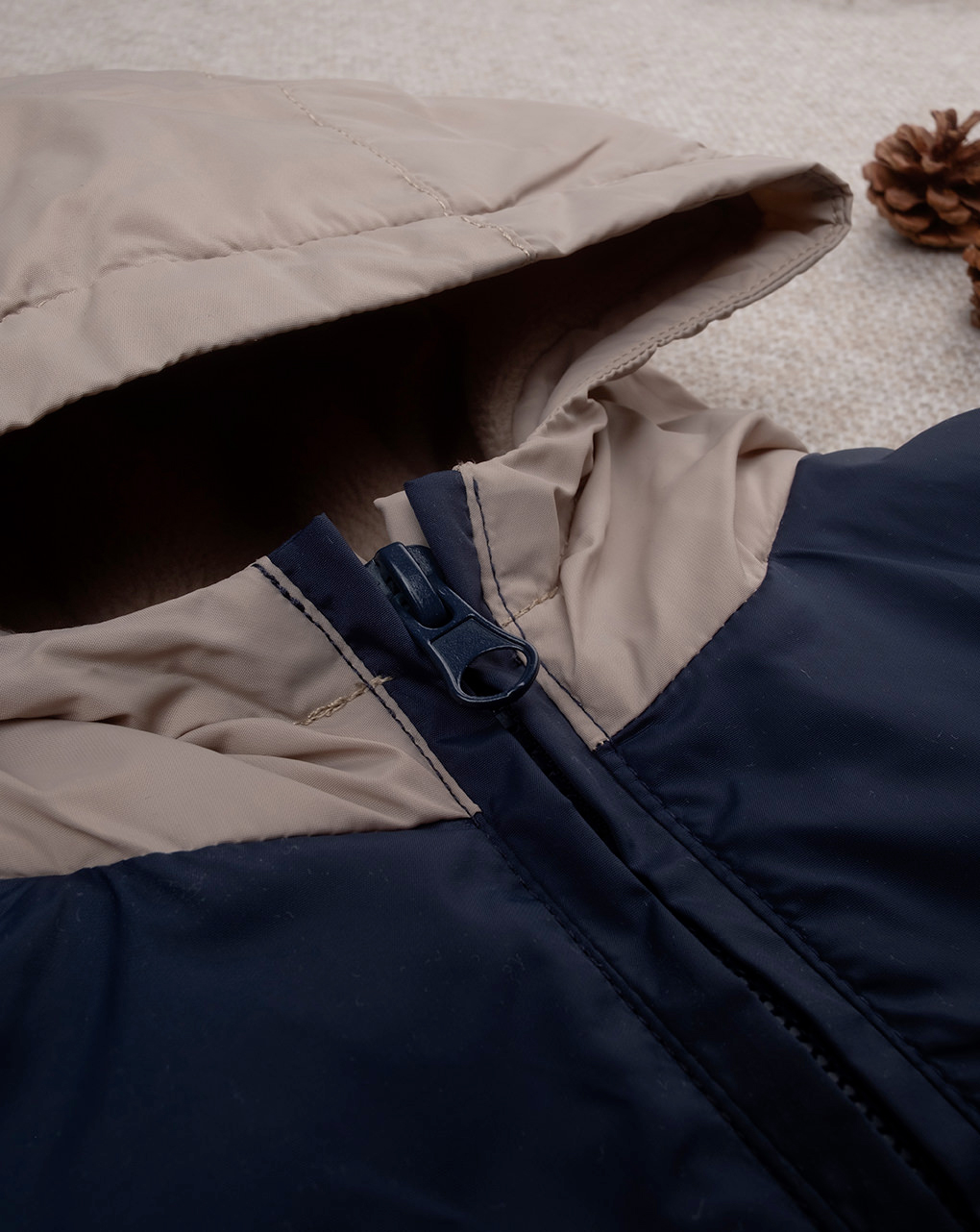 Kway blu bimbo con fodera in pile