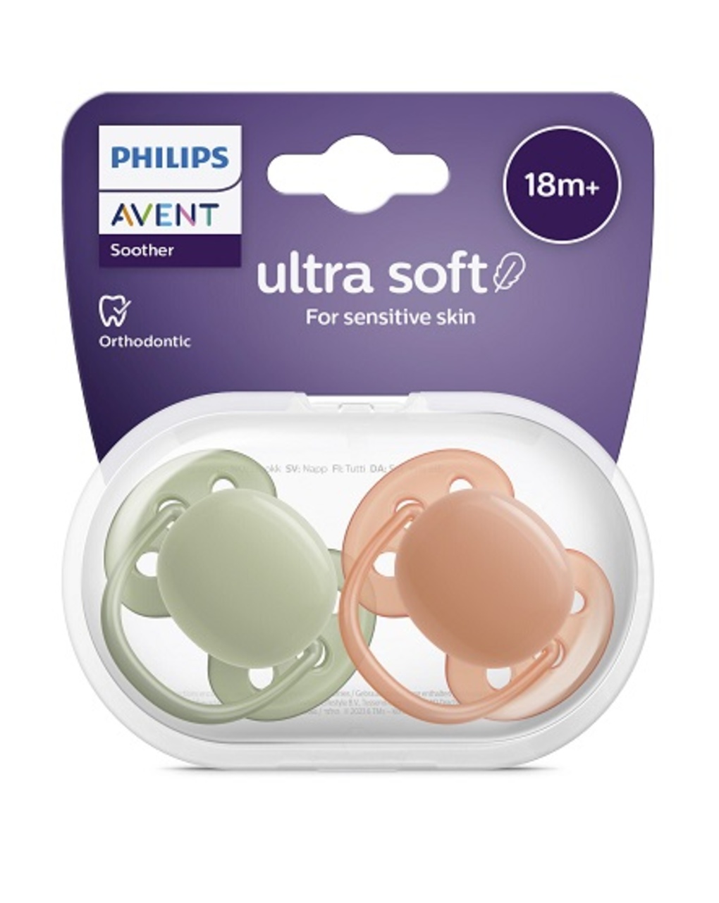 2 succhietti ultra soft 18m+ colore verde/terracotta – philips avent