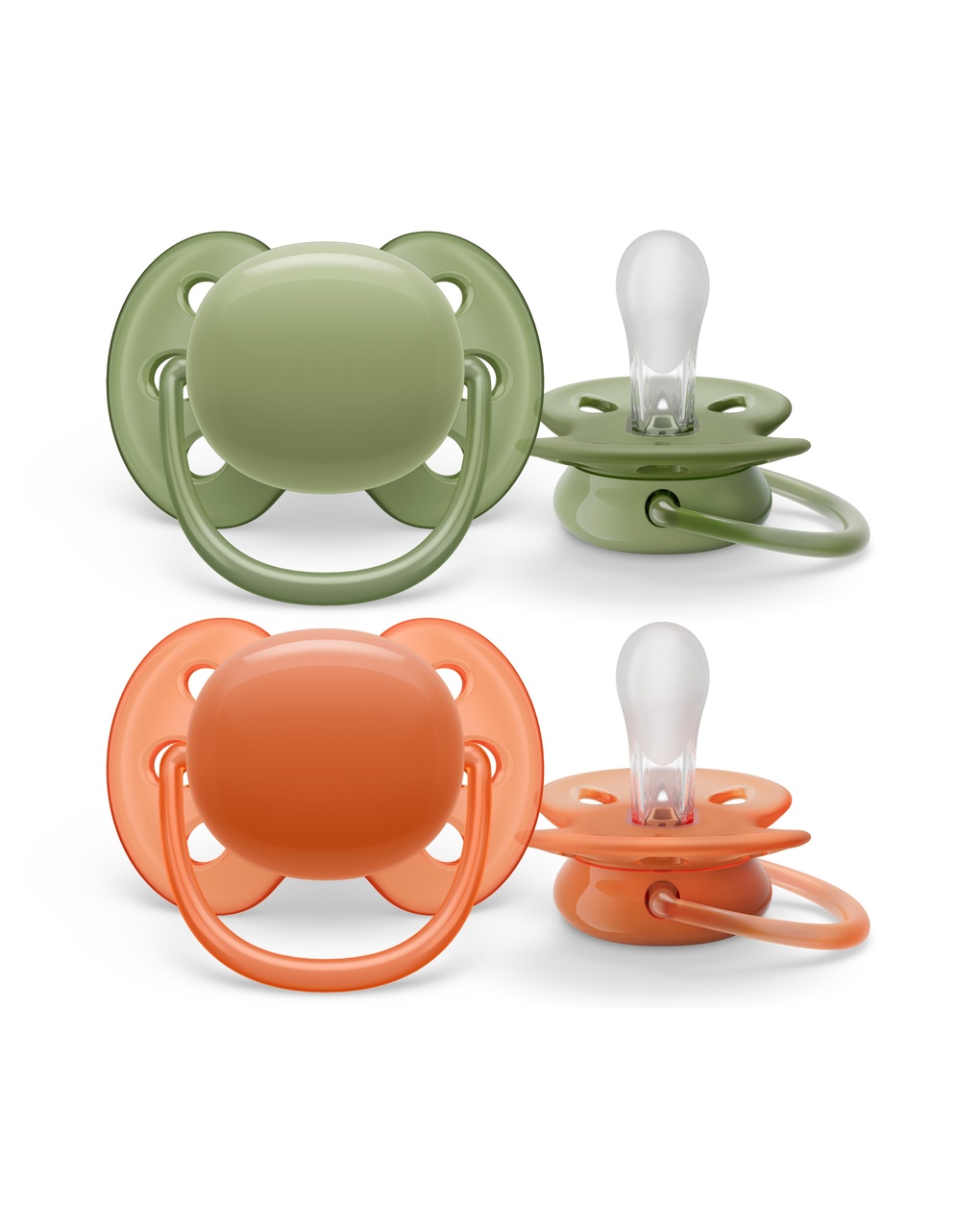 2 succhietti ultra soft 18m+ colore verde/terracotta – philips avent