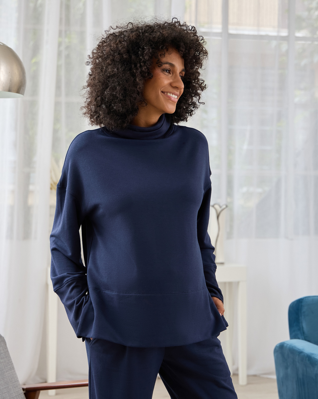 Felpa premaman loungewear blu