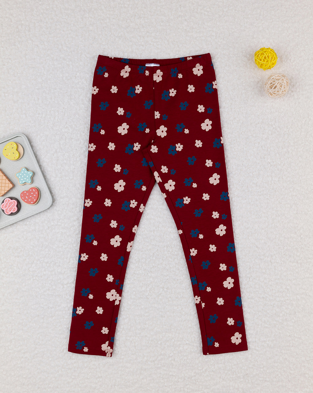 Leggings bordeaux bambina allover