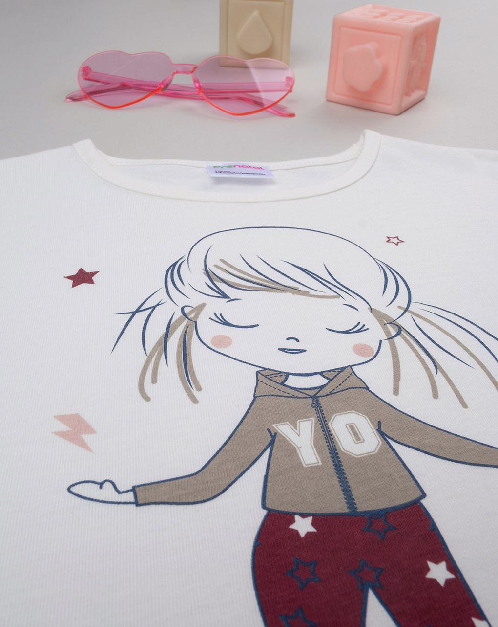 T-shirt bimba bianca stampata