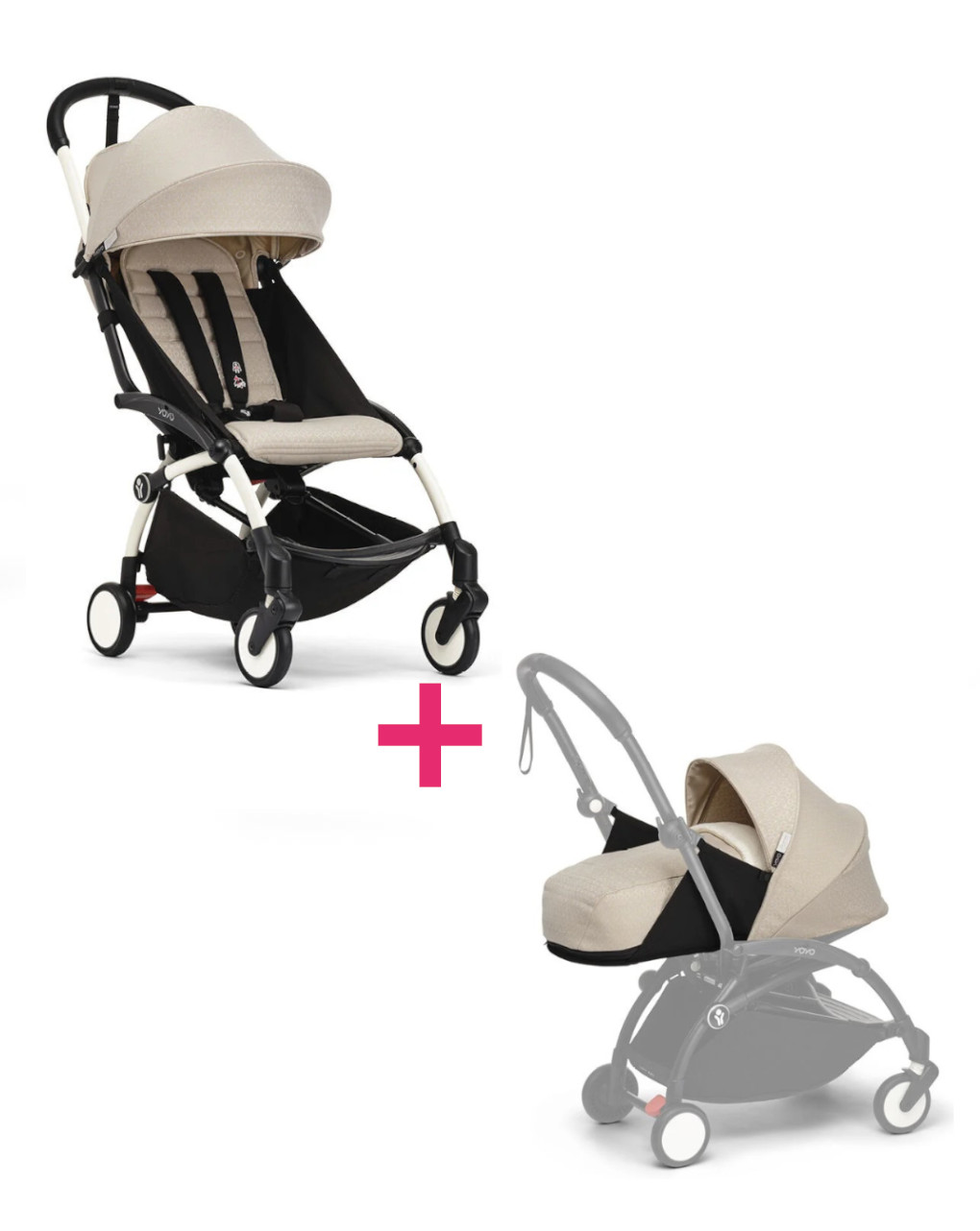 Passeggino duo con telaio yoyo³ white con seduta e navicella morbida bonpoint 6+ - stokke® yoyo®