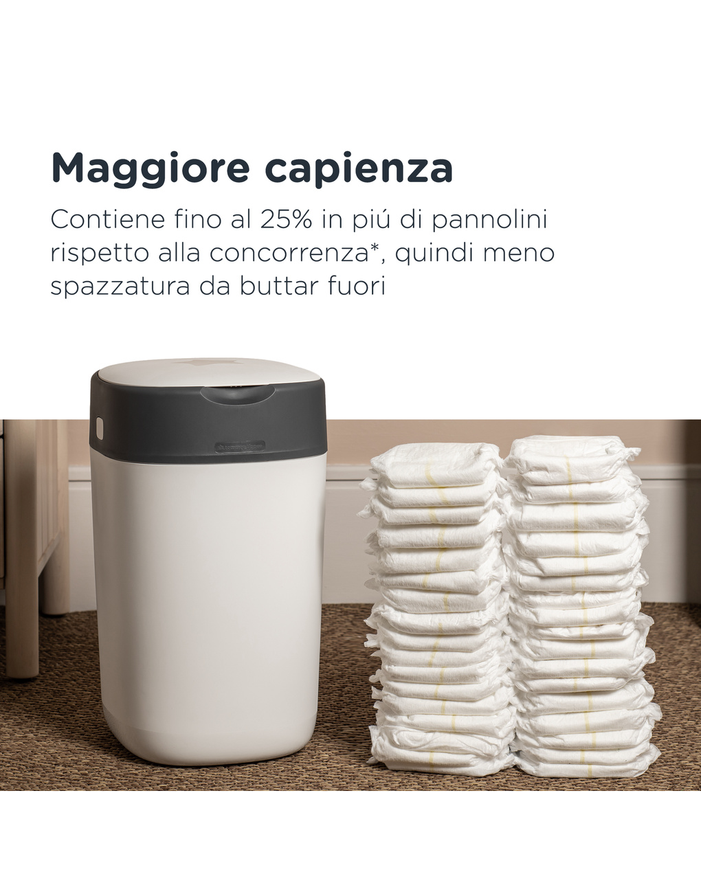 Twist and click cestino per pannolini avanzato rosa - tommee tippee